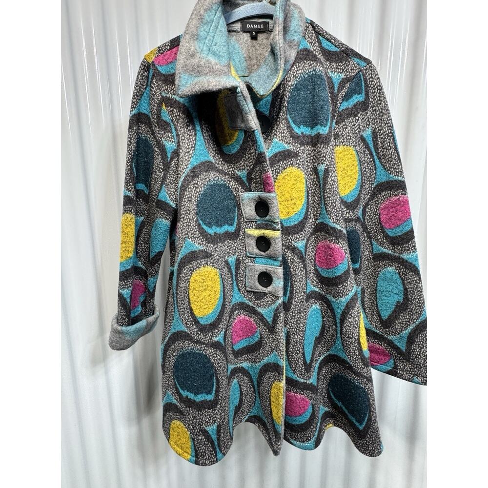 Damee Colorful Funky Wearable Art Fleece Coat Jacket Small Art Go Wear A-Line